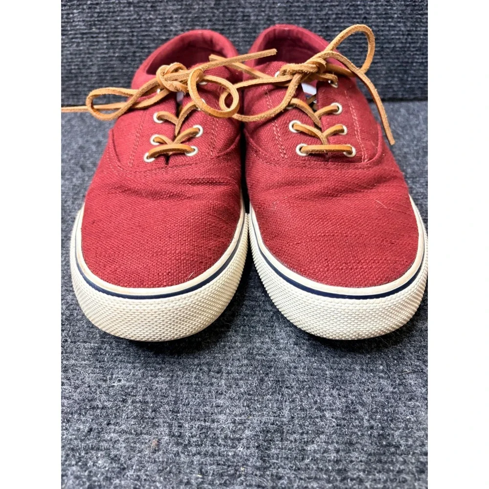 Sperry Mens Striper II CVO Burlap Red Canvas Sneakers STS23057 Size 11